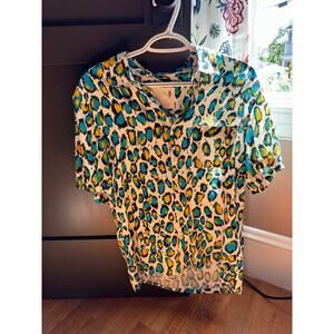R13 Tony Leopard Button Down Shirt Size M
